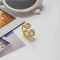 Gold Color Plated Stainless Steel White Rhinestone Paper Clip Ring
