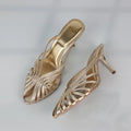 Gold Hollow Thin Strip Heels for Women