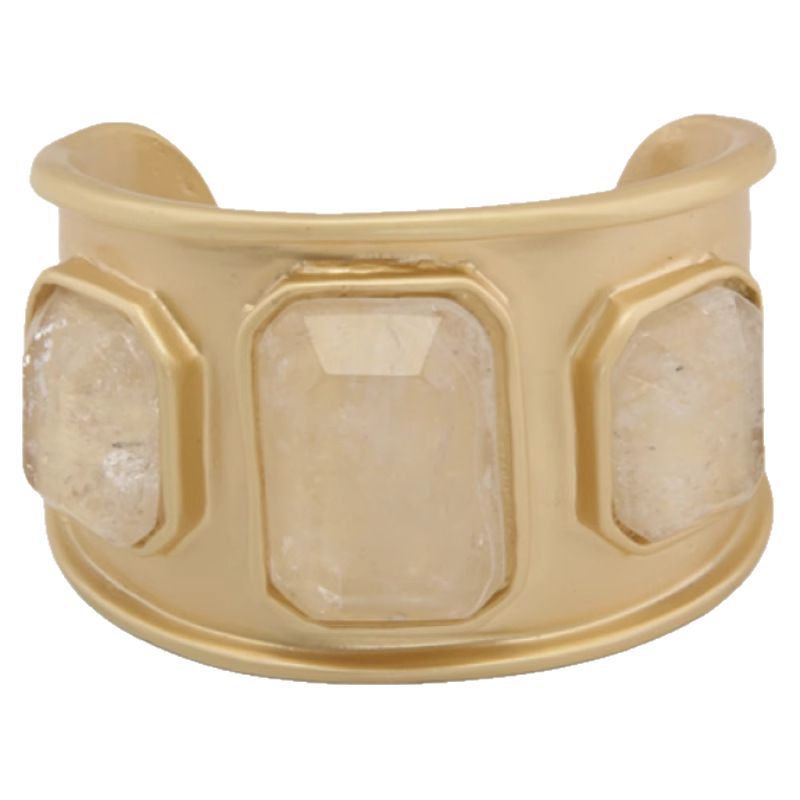 Gold Large Square Crystal Wide Bracelet - electronic accessories