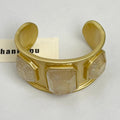 Gold Large Square Crystal Wide Bracelet - electronic accessories