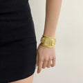 Gold Large Square Crystal Wide Bracelet - electronic accessories