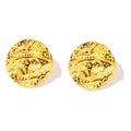 Gold Stainless Steel Pleated Round Earrings - electronic accessories
