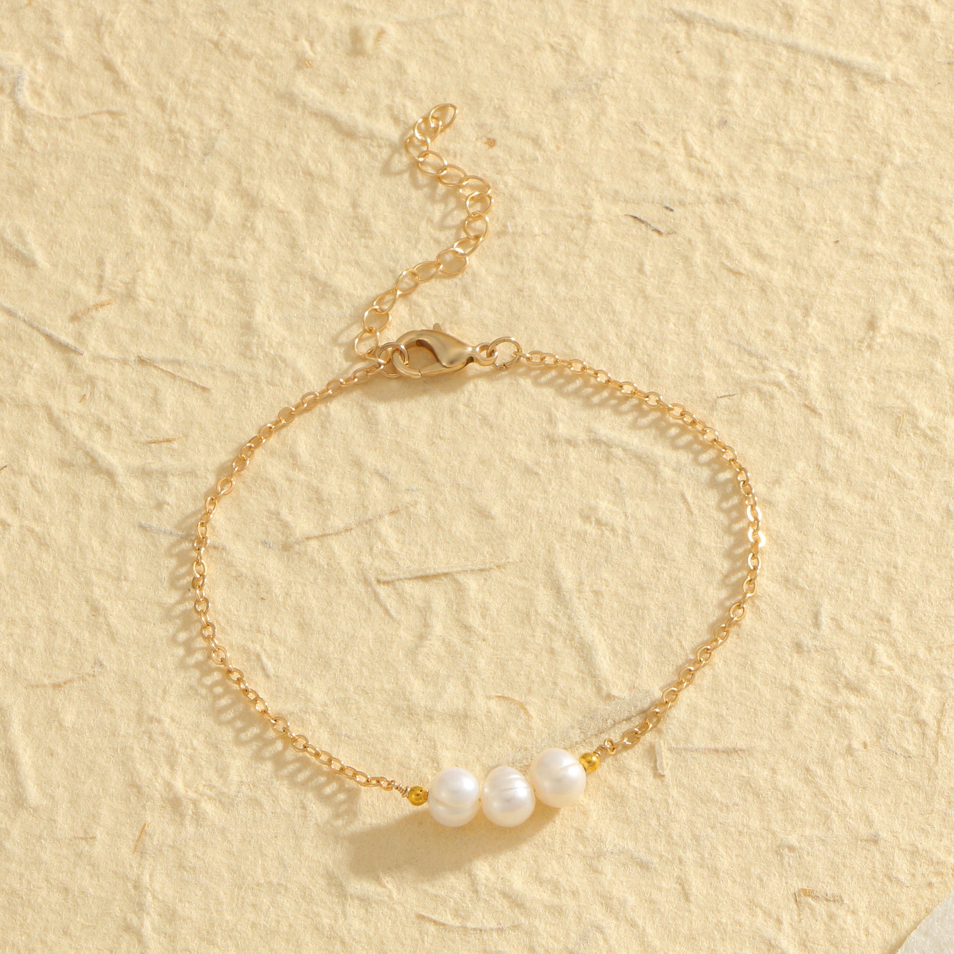 Gold Three Natural Freshwater Pearl Bracelet - electronic accessories