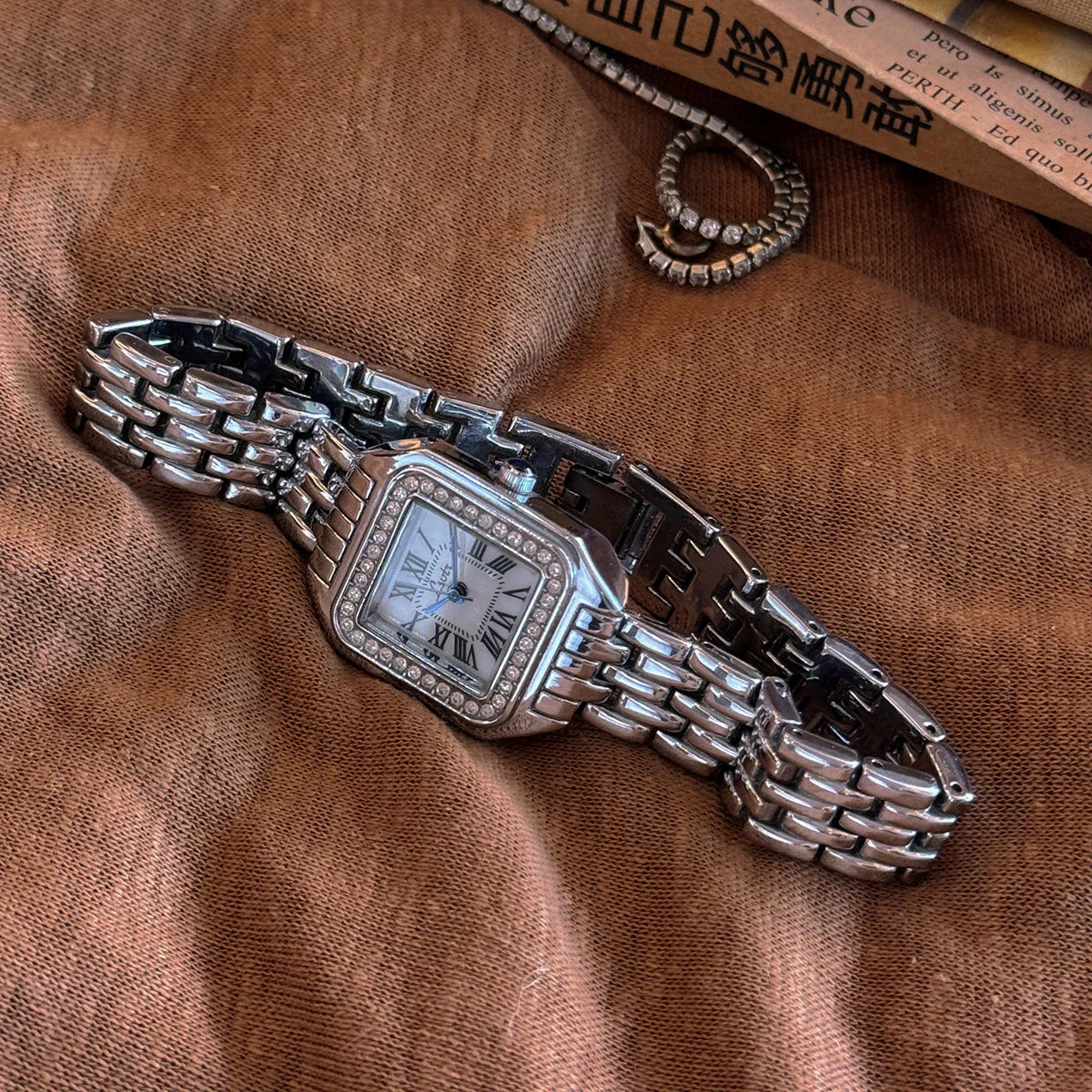 Gold-Tone Square Dial Women’s Waterproof Watch - Silver