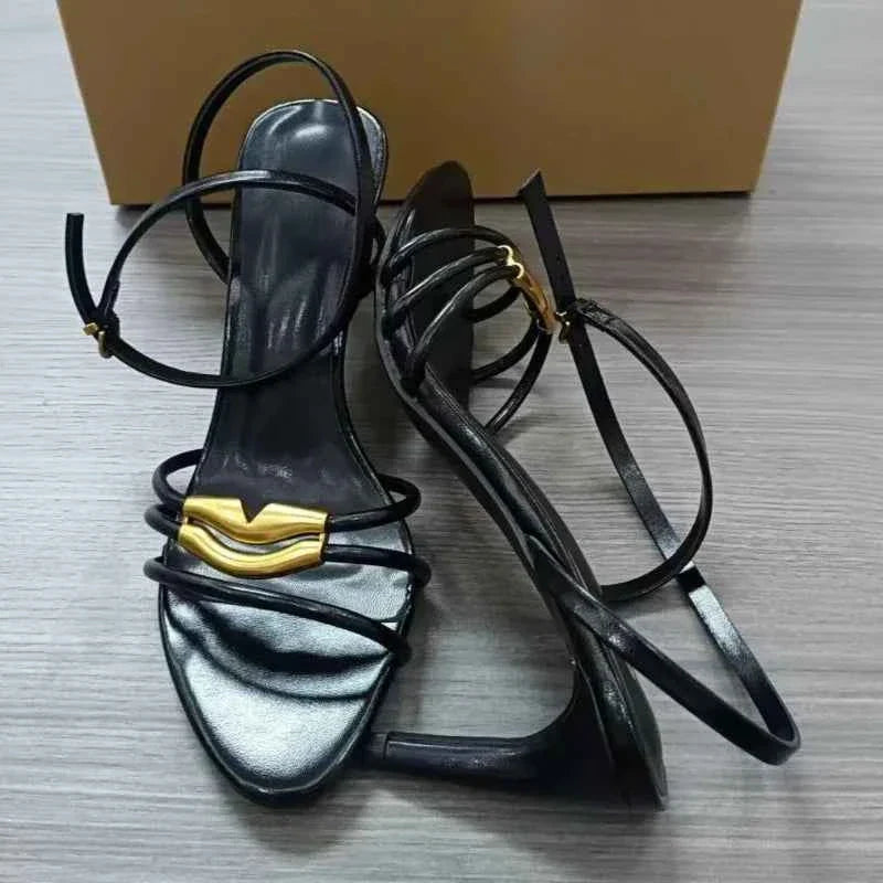 Golden High Heels Women Sandals