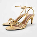Golden High Heels Women Sandals