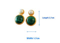 Green Malachite Pearl Stud Earrings For Women - Peacock - electronic accessories