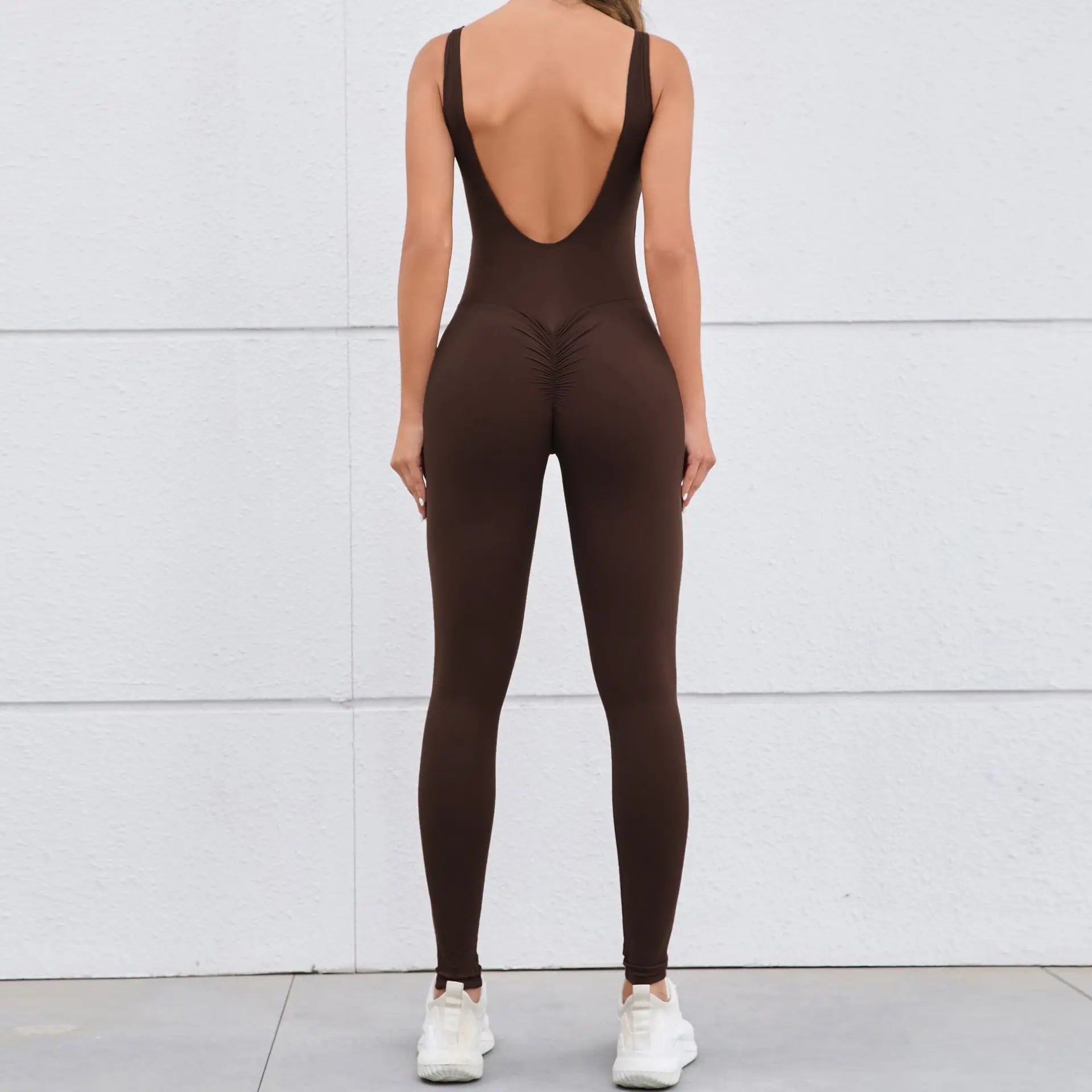 Gym Set Women Sports One Piece Suit - coffee color / M / CHINA