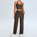 H-shaped Yoga Thread Leisure Sports Straight Workout Clothes Suit - Dark Brown / L - Other