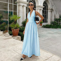 Halter Lace-up Backless Long Dress - Other