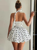 Halter Print Polka Dot Mini Dress Women