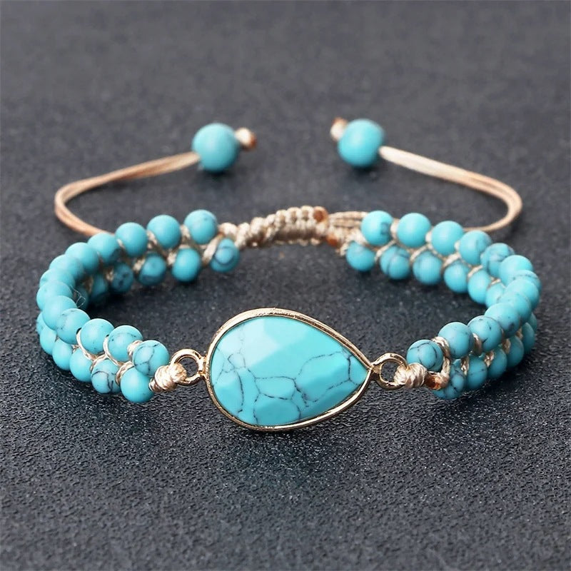 Hand-woven 4MM Natural Blue Turquoise Beads Irregular Bracelet - electronic accessories
