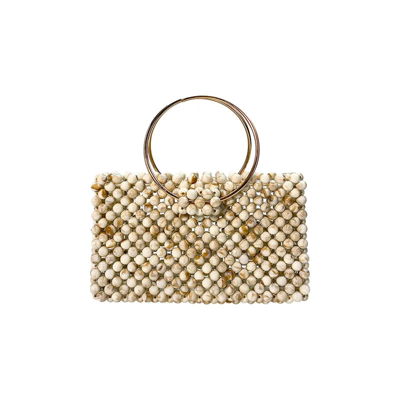 Hand-woven Beaded Bag - Creamy-white