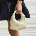 Handmade Pearl Handbags For Women - beige
