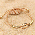 Hawaiian Style Casual Bracelet Shell Woven - Golden Brown Thread - electronic accessories