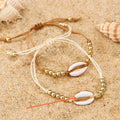 Hawaiian Style Casual Bracelet Shell Woven - White Beige Line - electronic accessories
