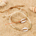 Hawaiian Style Casual Bracelet Shell Woven - White Brown Thread - electronic accessories