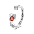 Heart-shaped Birthstone Women’s Ring Fashion - Red In January / Adjustable Opening - electronic accessories