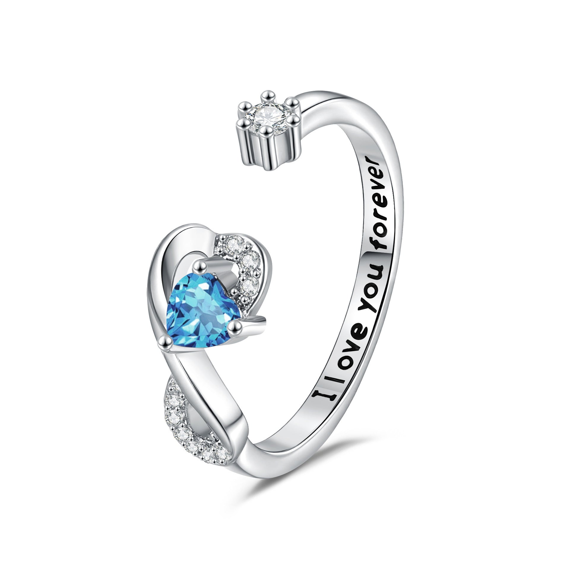 Heart-shaped Birthstone Women’s Ring Fashion - Sapphire In December / Adjustable Opening - electronic accessories