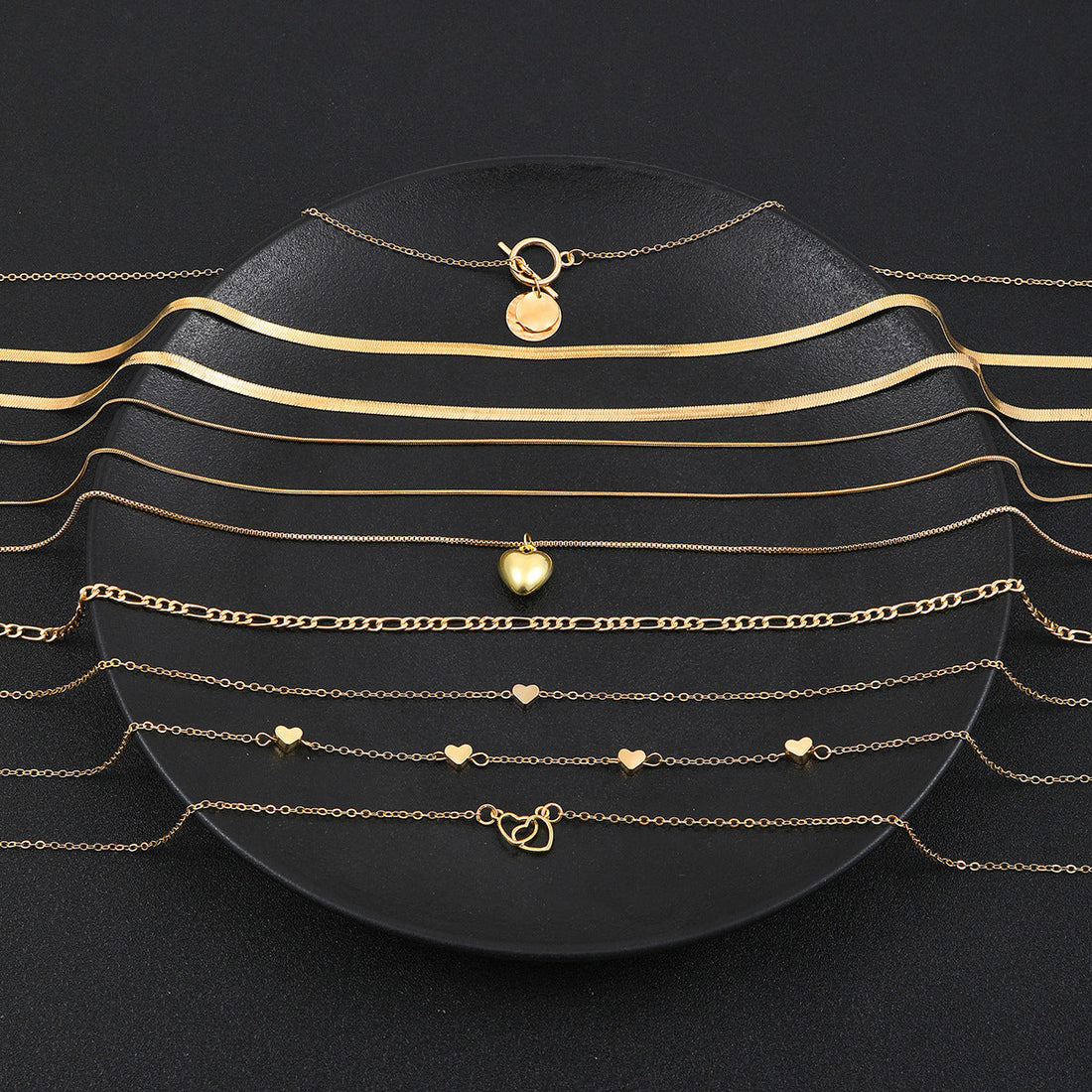 Heart Snake Bone Blade Necklace Suit 10 Pieces - Gold - electronic accessories