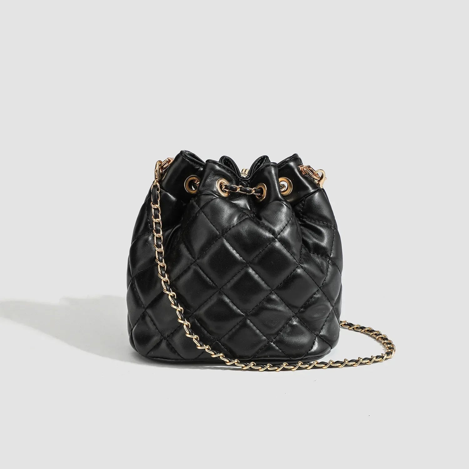 High-End Chain Bucket Bag - black
