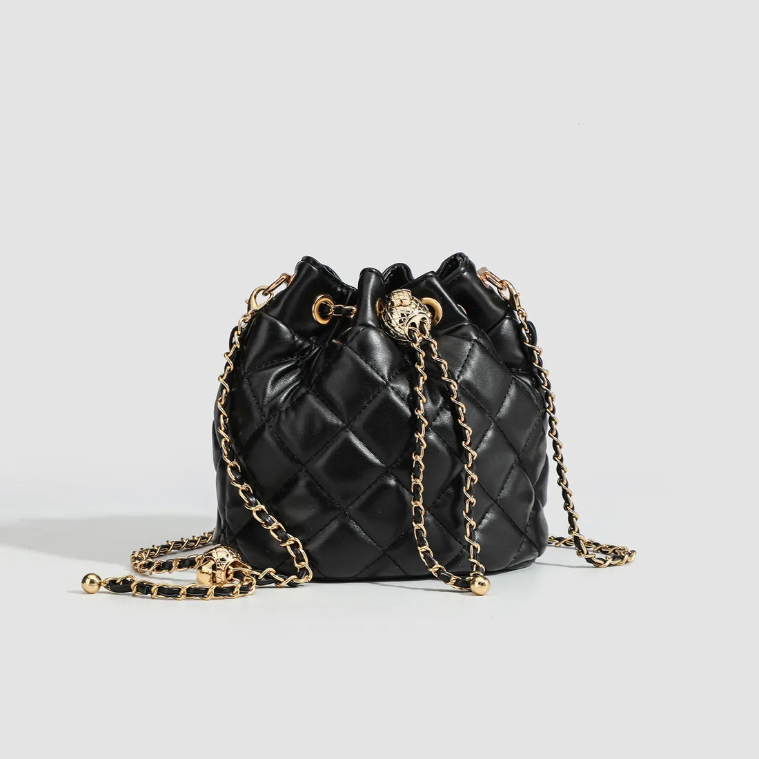 High-End Chain Bucket Bag - black