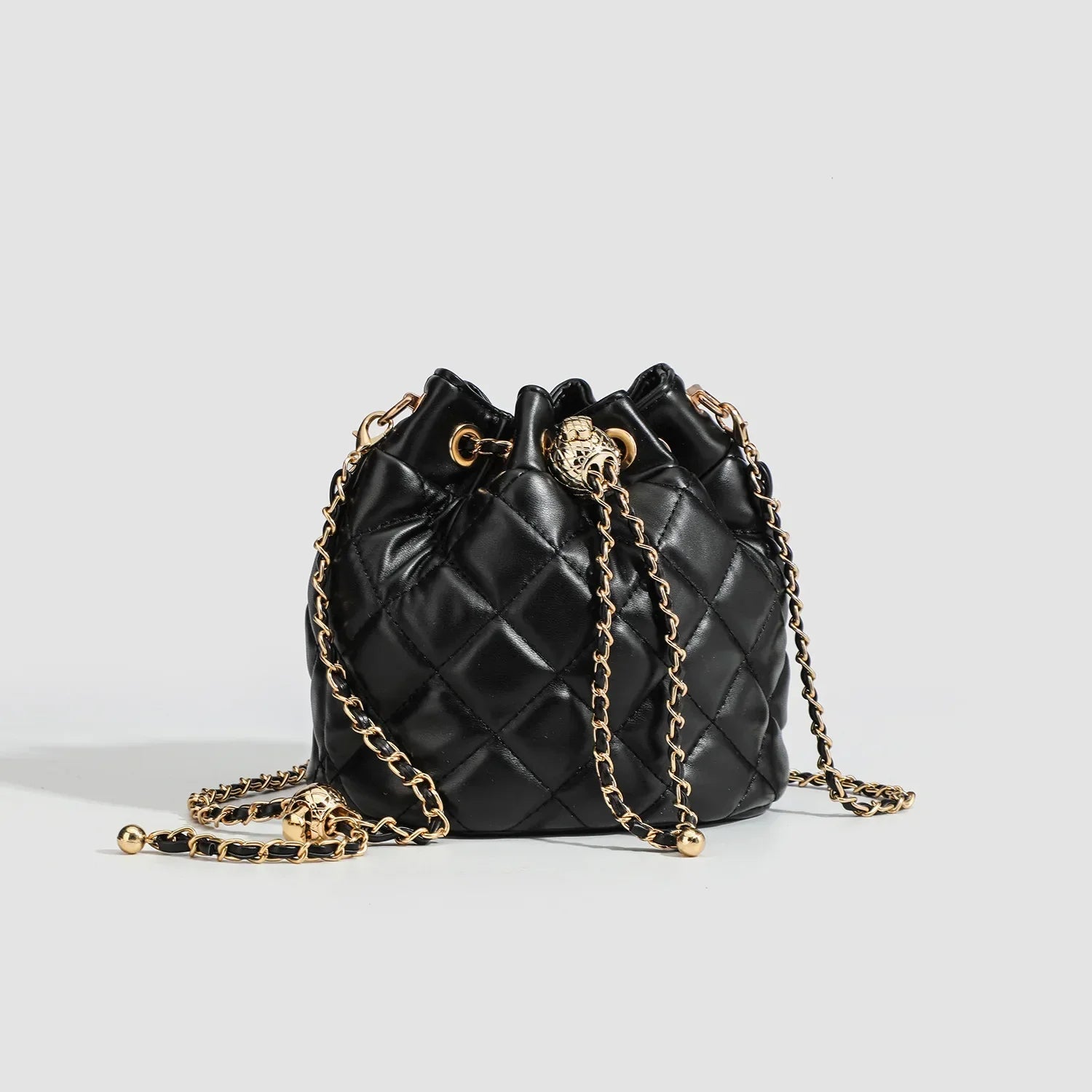 High-End Chain Bucket Bag - black