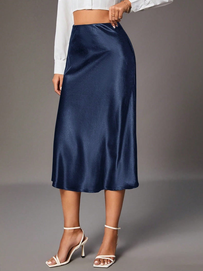 High-Grade Small Artificial Silk Skirt - Navy Blue / L - electronic accessories