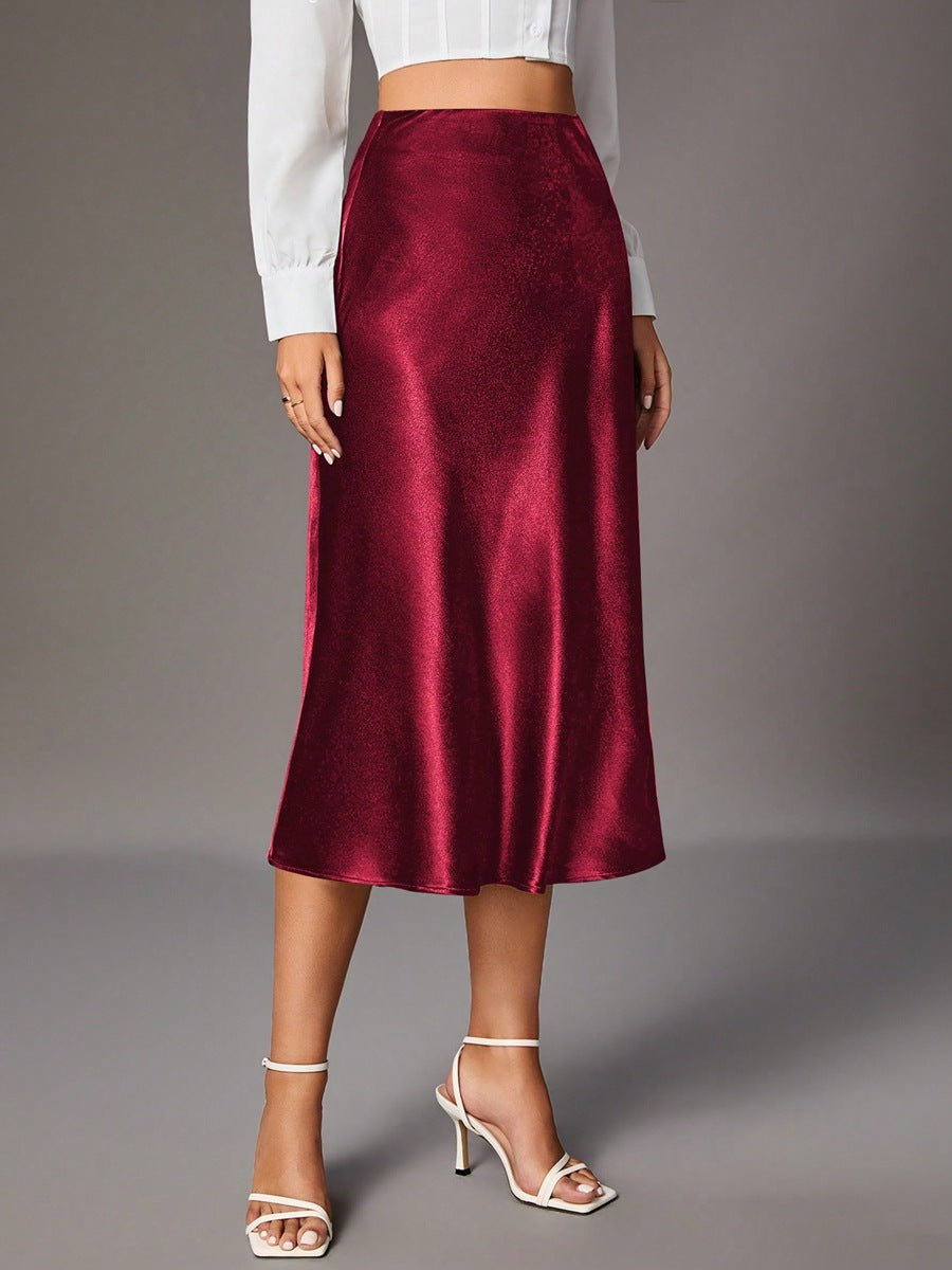 High-Grade Small Artificial Silk Skirt - Wine Red / L - electronic accessories
