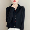 High Neck Knitted Sweater Cardigan Women’s - S / black