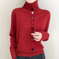 High Neck Knitted Sweater Cardigan Women’s - XXL / Cherry Red
