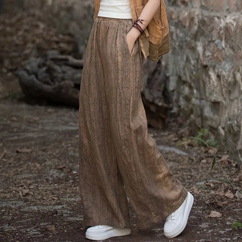 High Quality Cotton Linen Wide Leg Pants Women