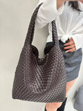 High Quality Hand-woven Bag - Coffee / 30cmx15cmx34cm / CHINA