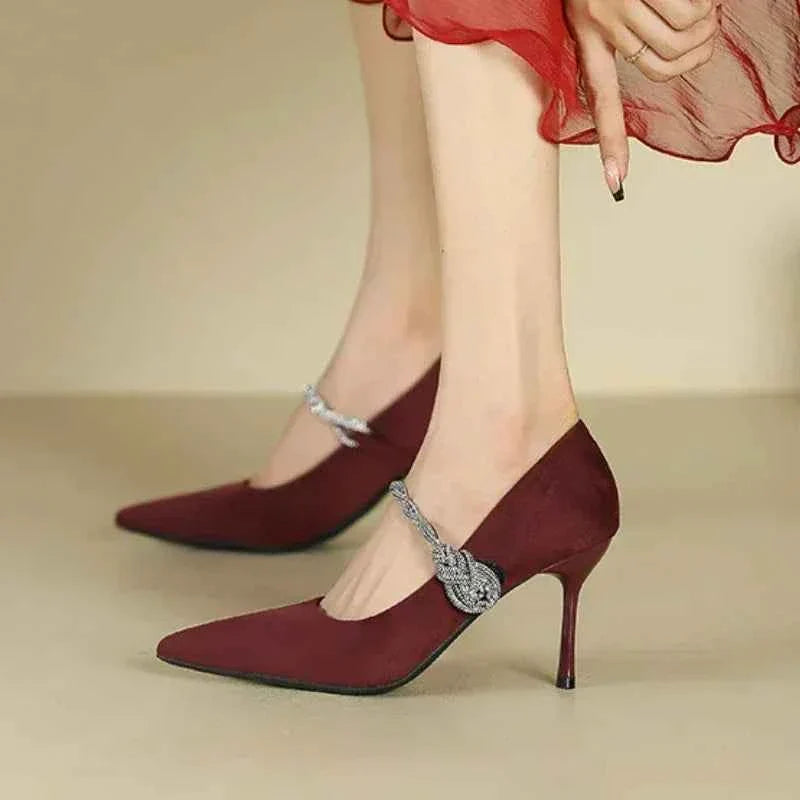 High Quality Pointed Toe Suede Design Women Pumps