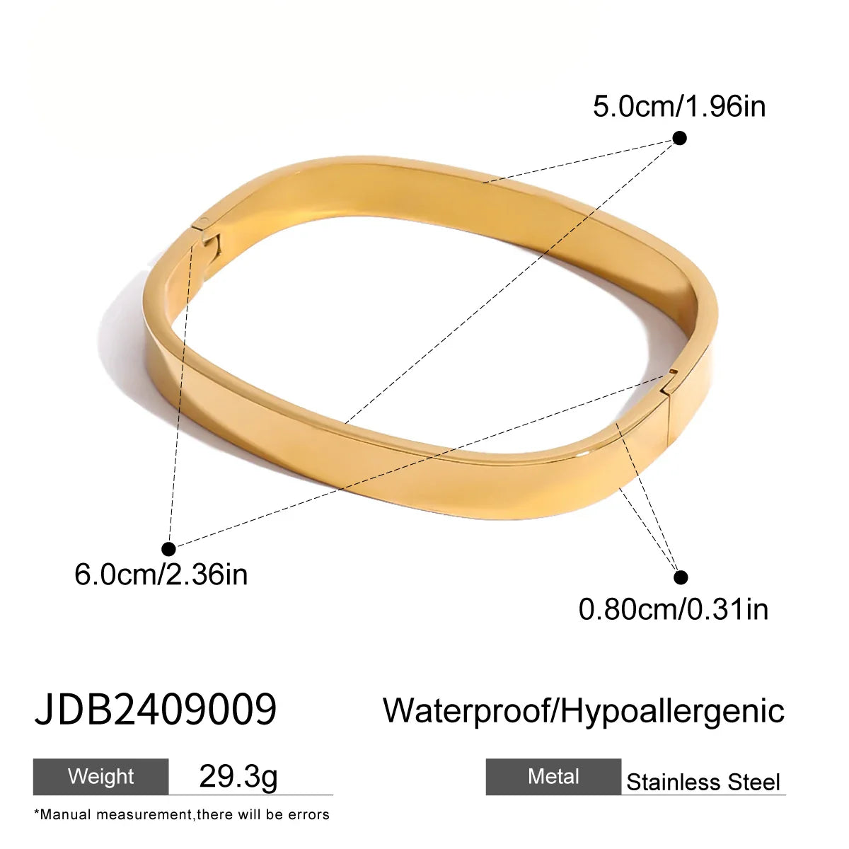 High Quality Stainless Steel Square Wide Bracelet Bangle - JDB2409009