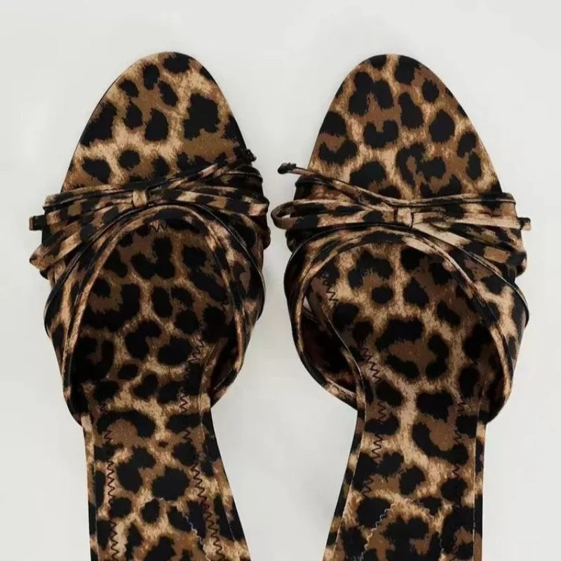 High Quality Women Shoes Bow Knot Leopard Print