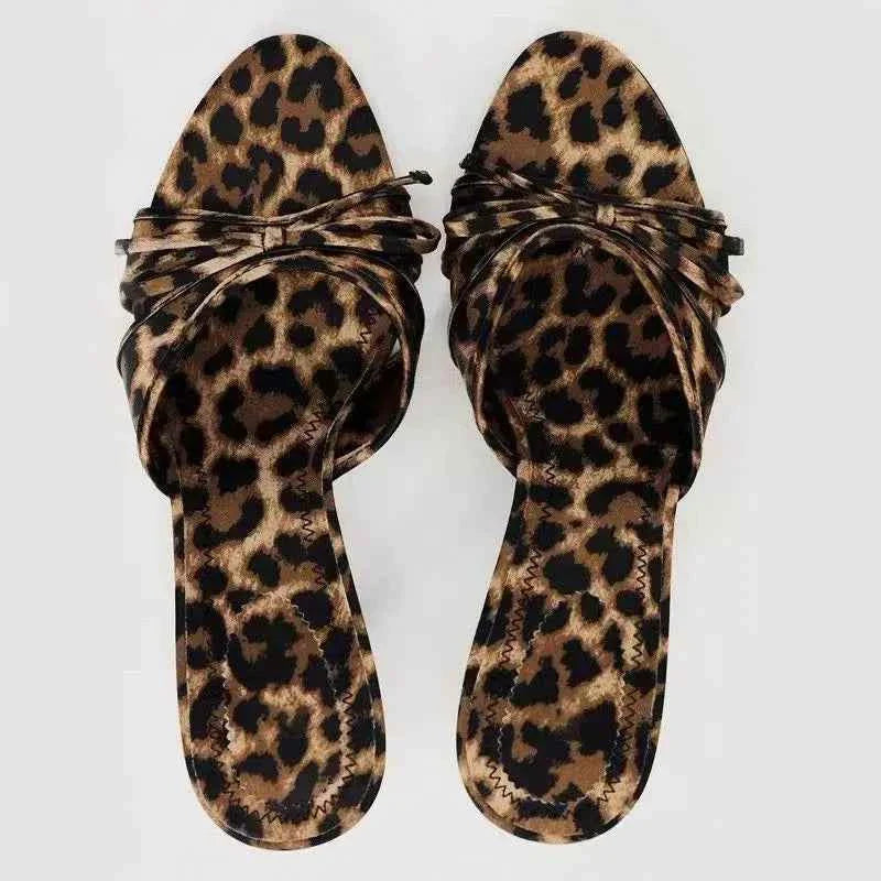 High Quality Women Shoes Bow Knot Leopard Print High Heel