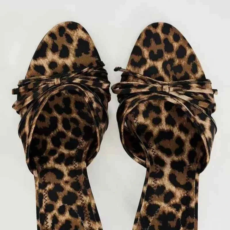 High Quality Women Shoes Bow Knot Leopard Print High Heel