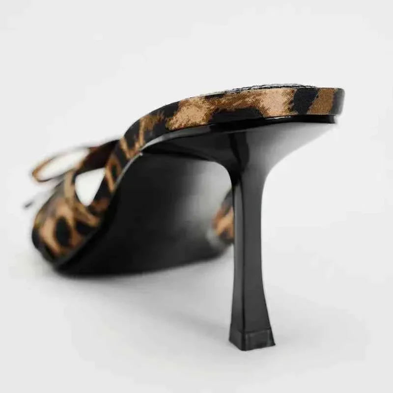 High Quality Women Shoes Bow Knot Leopard Print High Heel