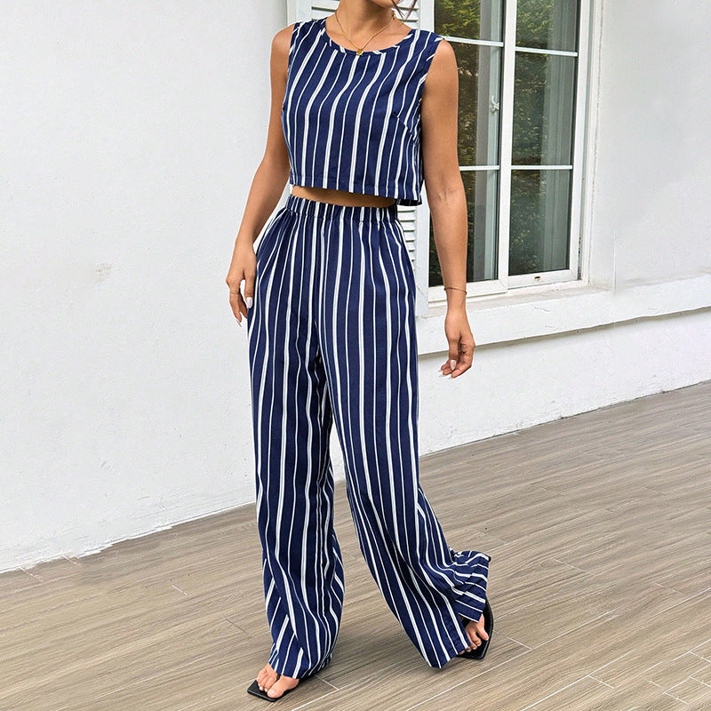 High-Rise Slim Flare Pants Summer Two-piece Set - electronic accessories