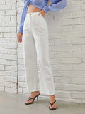 High Waist Wide Leg Jeans Women - S / White straight