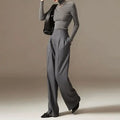 High Waist Wide Leg Pants Draping Effect Tight Long