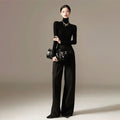 High Waist Wide Leg Pants Draping Effect Tight Long