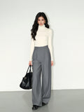 High-waisted Wide-leg Suit Pants Women’s - Flower gray / L