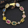 Hip Hop Color Gemstone Jewelry Bracelet Female Accessories - Gold / 7 Inches - electronic accessories