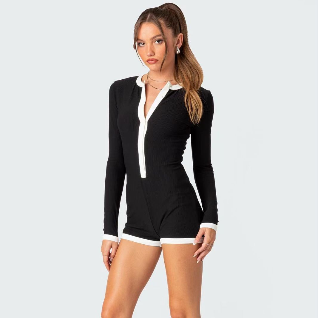Hip Raise Slim Fit Women’s Long-sleeved Jumpsuit - Other
