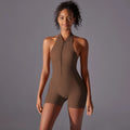 Hollow Backless Scrunch Butt Sport Jumpsuit - Chestnut color / XL / CHINA