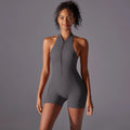 Hollow Backless Scrunch Butt Sport Jumpsuit - dark grey / XL / CHINA