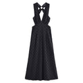 Hollow Embroidery Halter Backless Dress - Black / L - Other