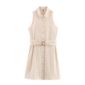 Hollow Embroidery Sleeveless Dress - Other